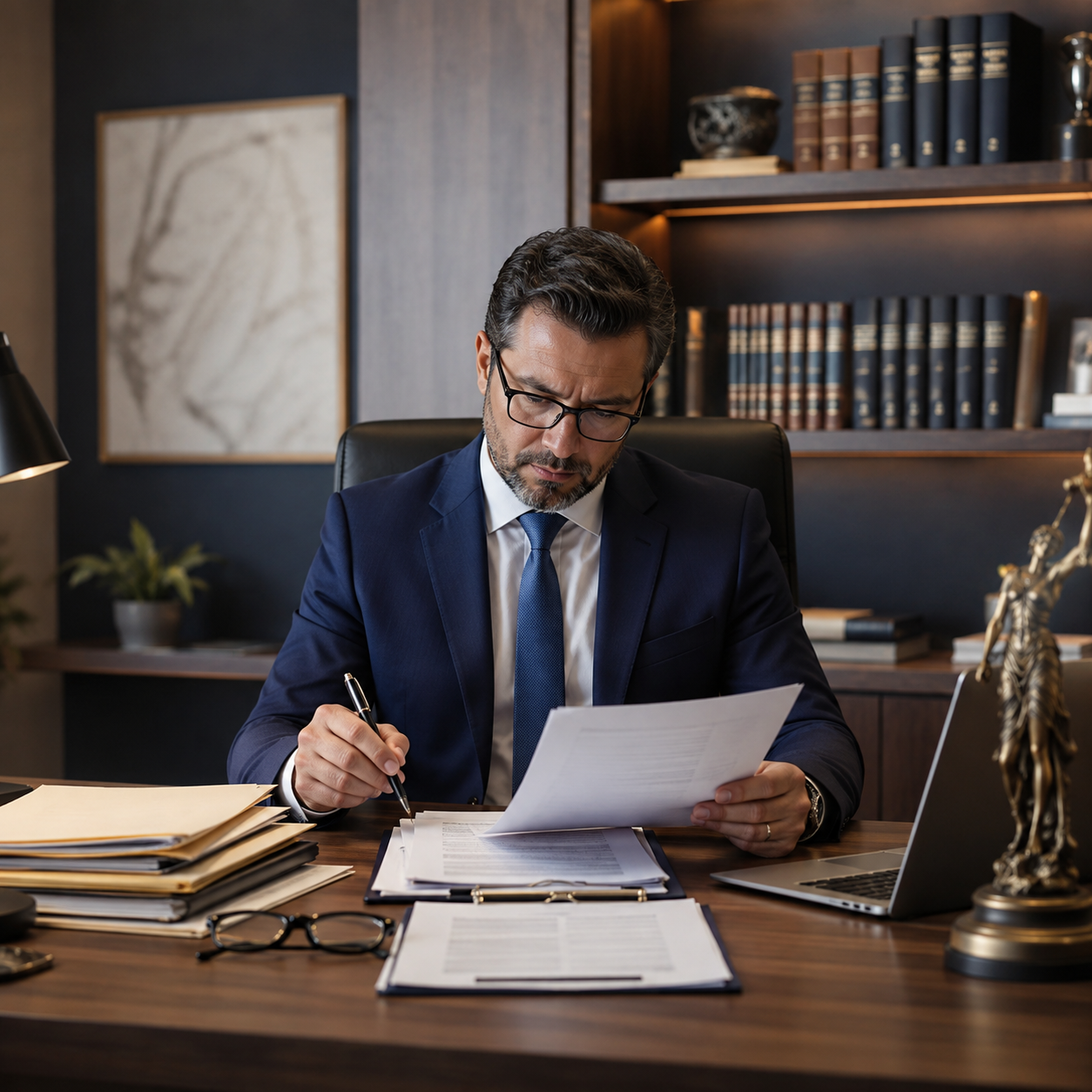 Abogado revisando documentos de un caso pensional en Bogotá